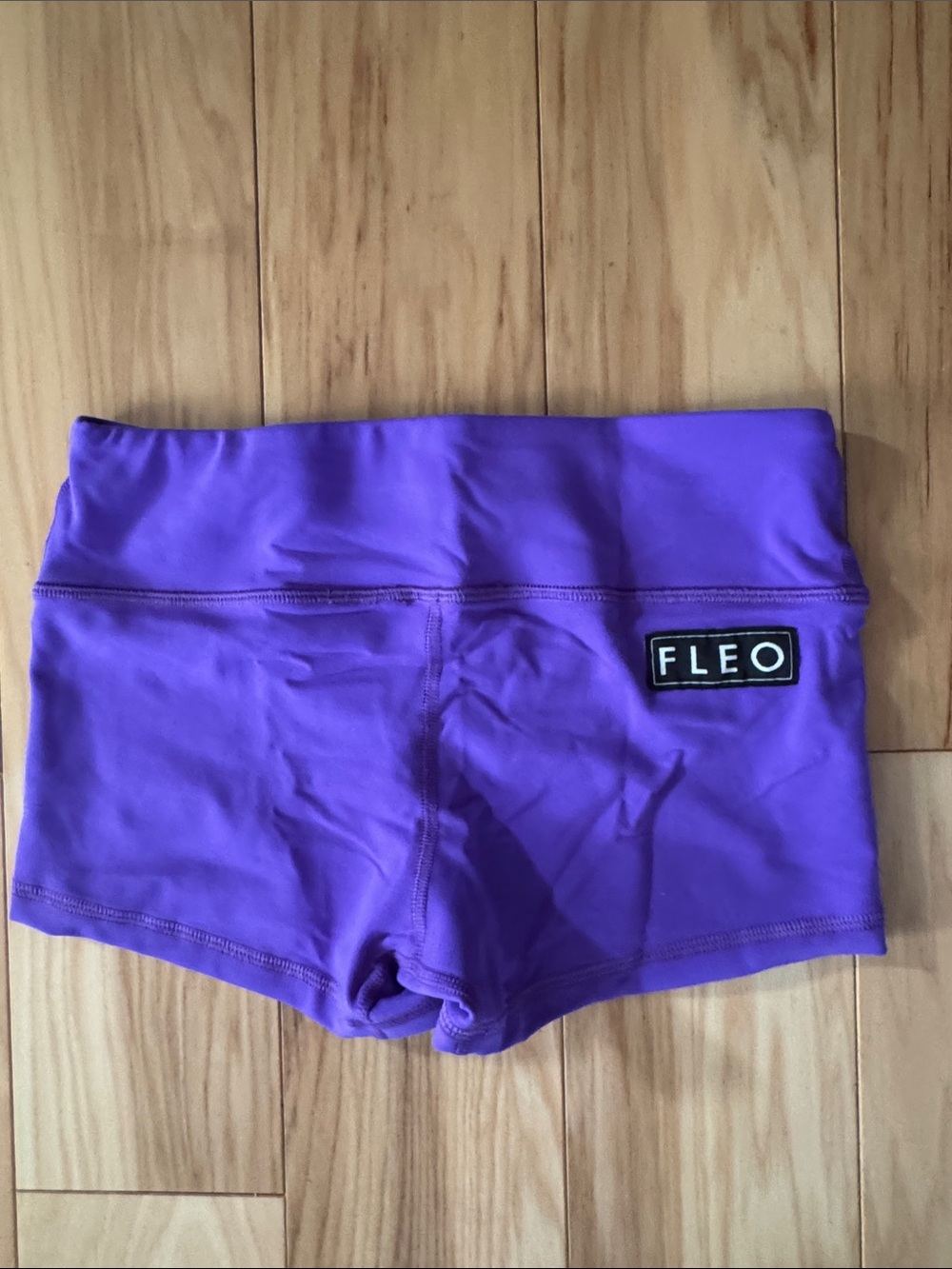Fleo Purple Women's Bike Shorts with Logo Patch Sz S